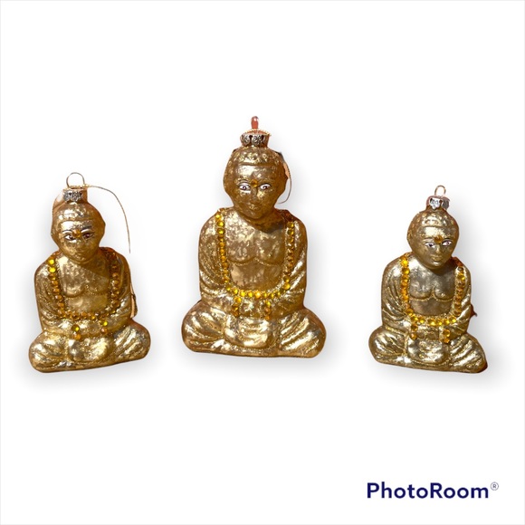 Thomas Glenn Gold Metallic Buddha Glass Christmas Ornament Classic Handmade - Picture 2 of 8